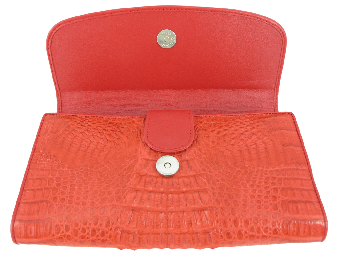 Genuine Caiman Crocodile Hornback Skin Leather Women's Trifold Clutch Wallet Purse