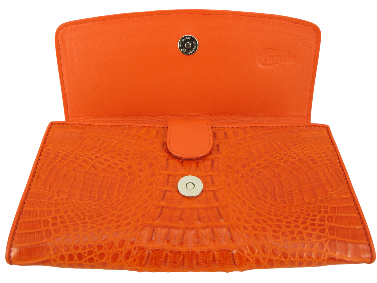 Genuine Caiman Crocodile Hornback Skin Leather Women's Trifold Clutch Wallet Purse