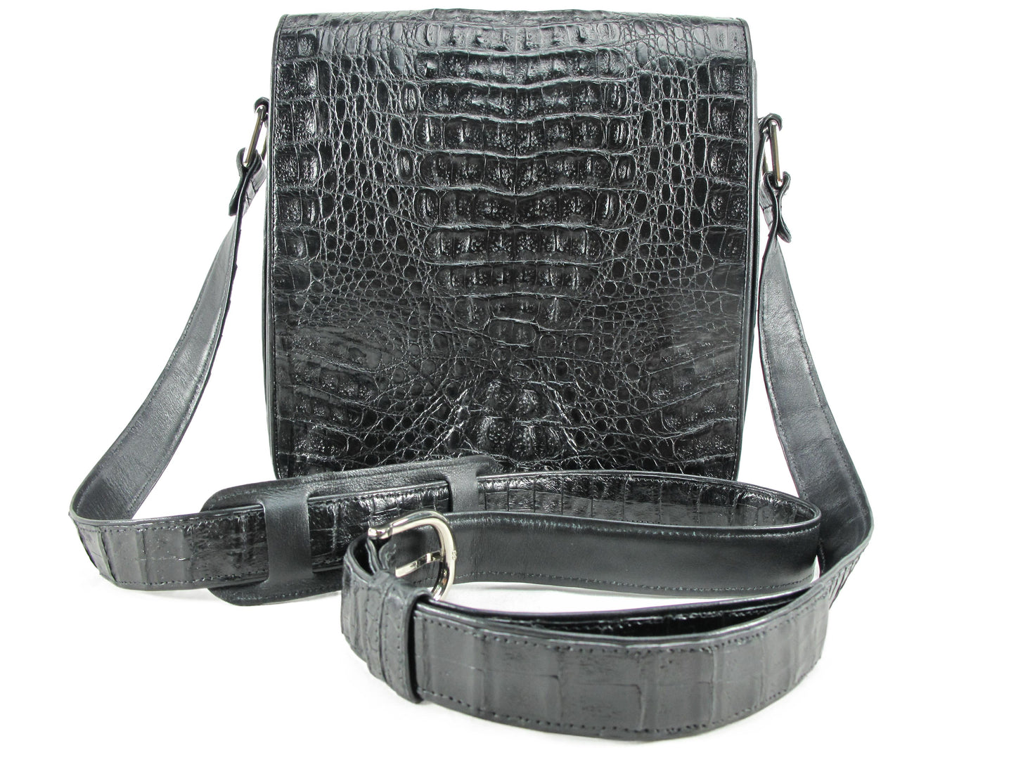 Genuine Crocodile Caiman Skin Leather Men's Crossbody Messenger Bag