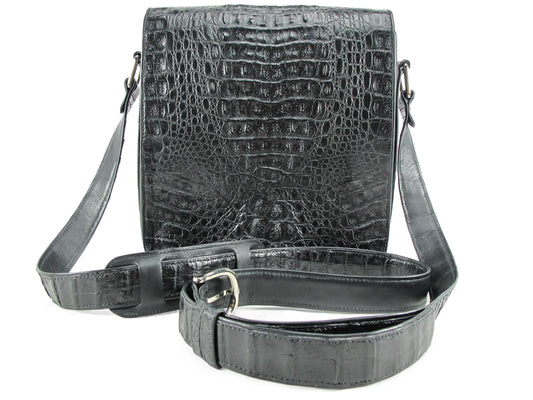 Genuine Crocodile Caiman Skin Leather Men's Crossbody Messenger Bag
