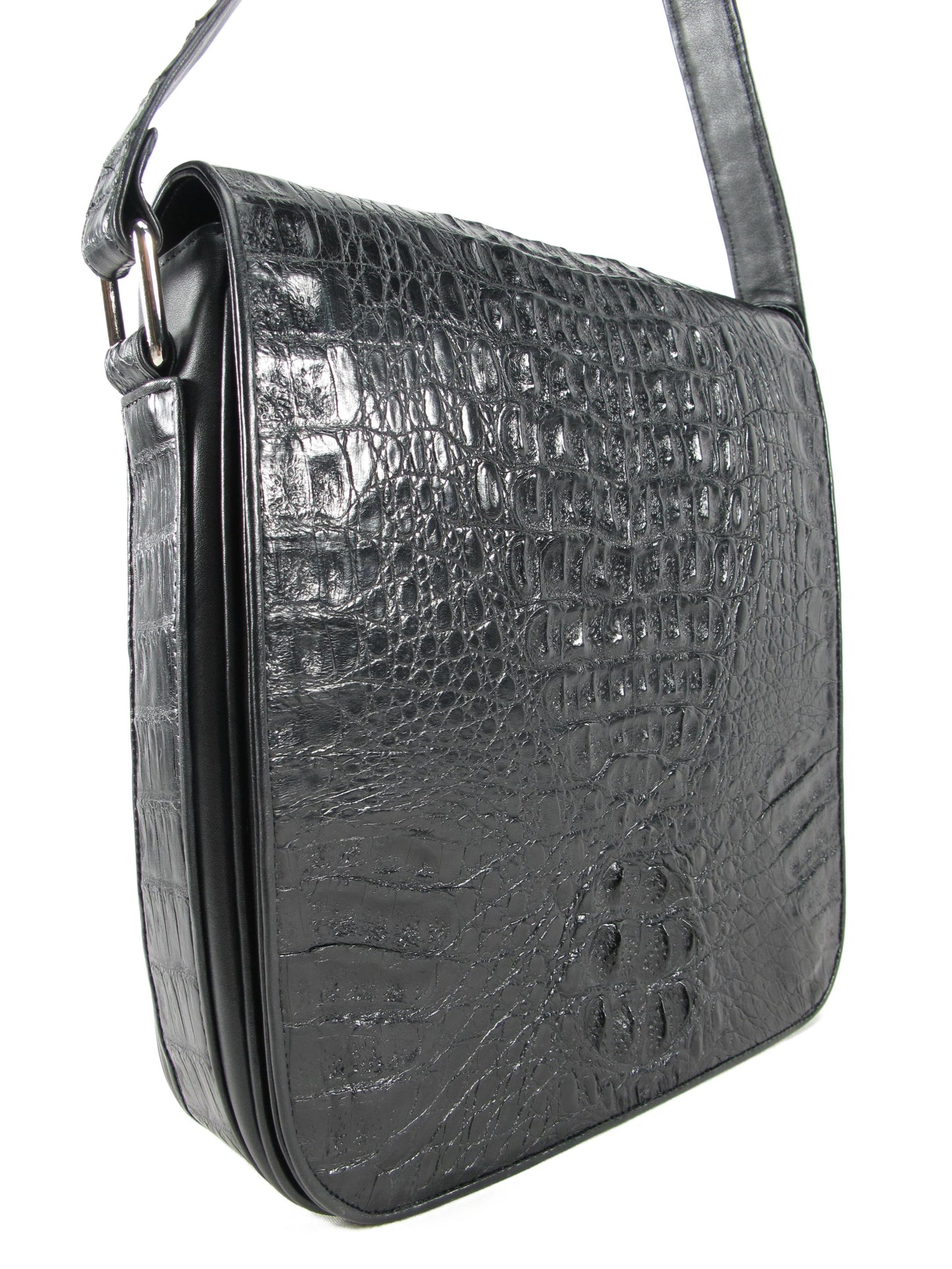 Genuine Crocodile Caiman Skin Leather Men's Crossbody Messenger Bag