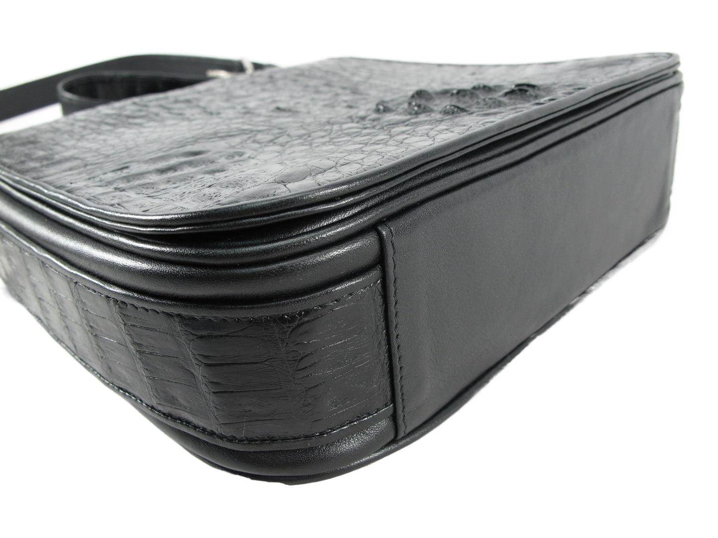 Genuine Crocodile Caiman Skin Leather Men's Crossbody Messenger Bag