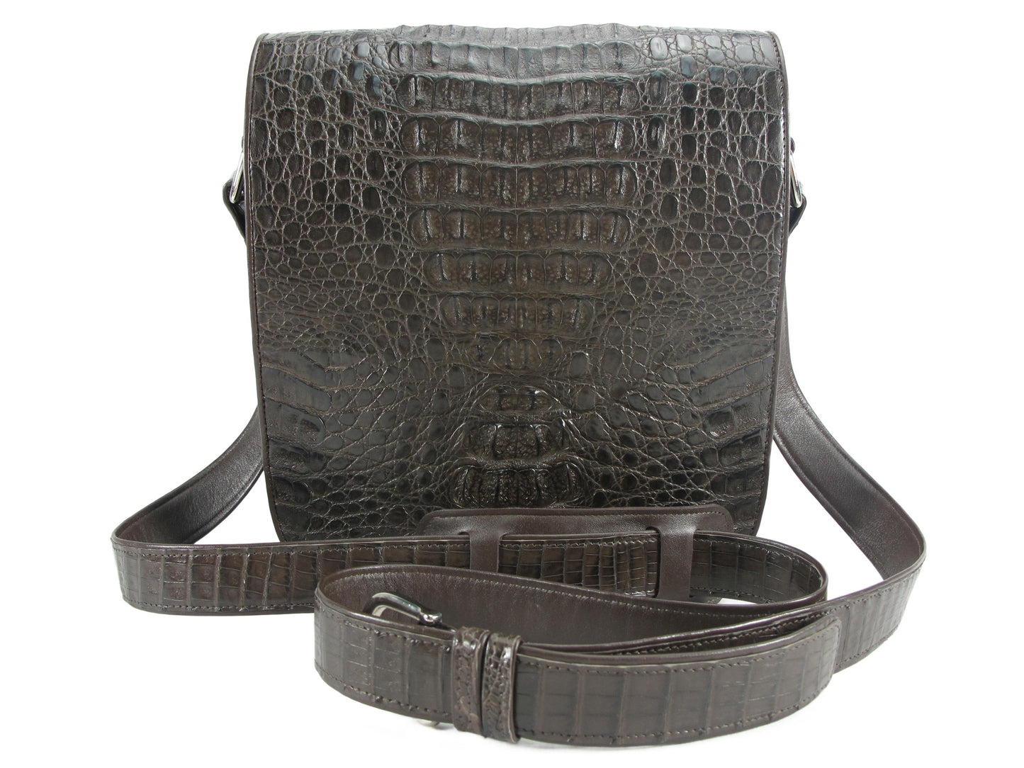 Genuine Crocodile Caiman Skin Leather Men's Crossbody Messenger Bag