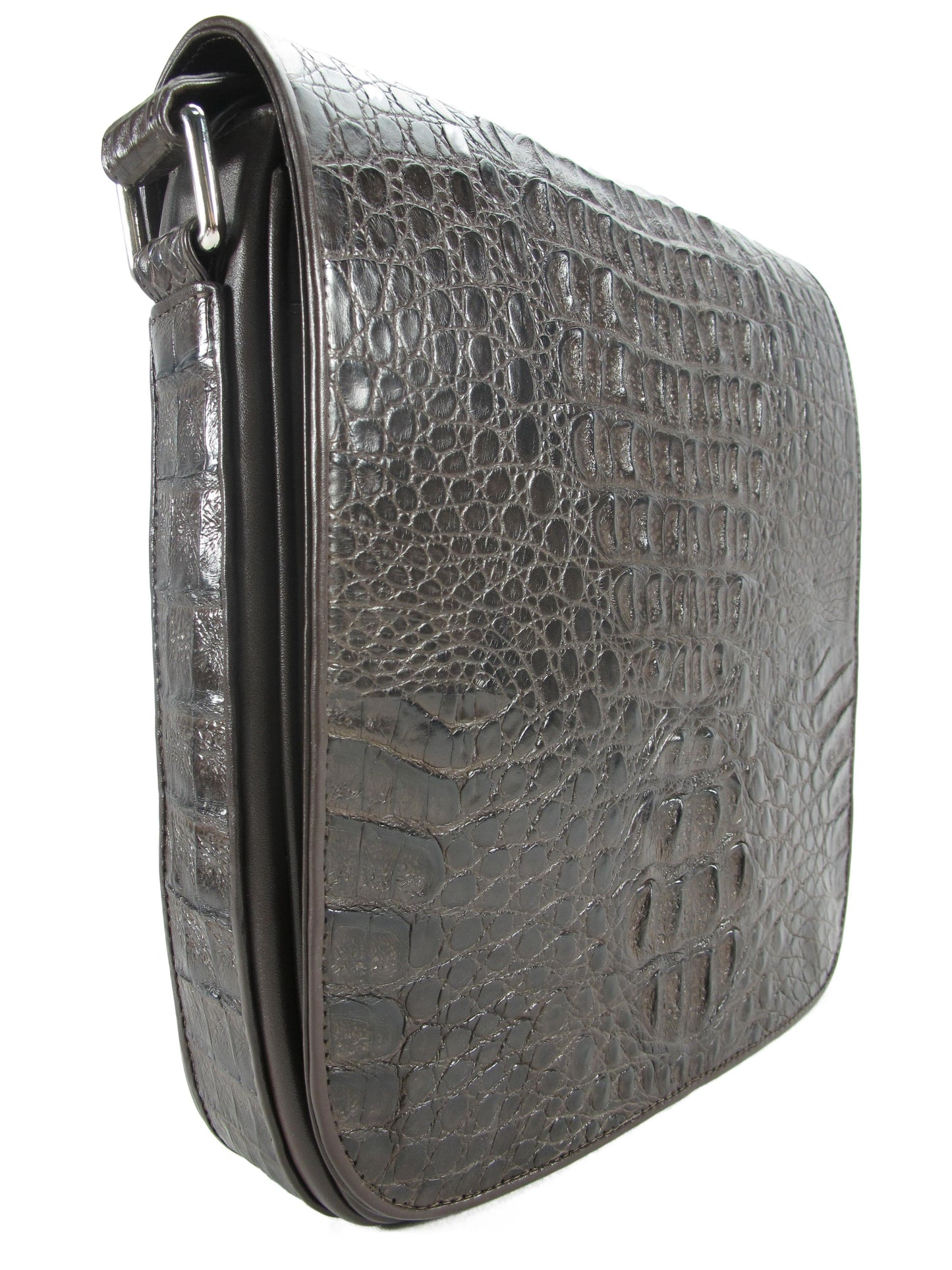 Genuine Crocodile Caiman Skin Leather Men's Crossbody Messenger Bag