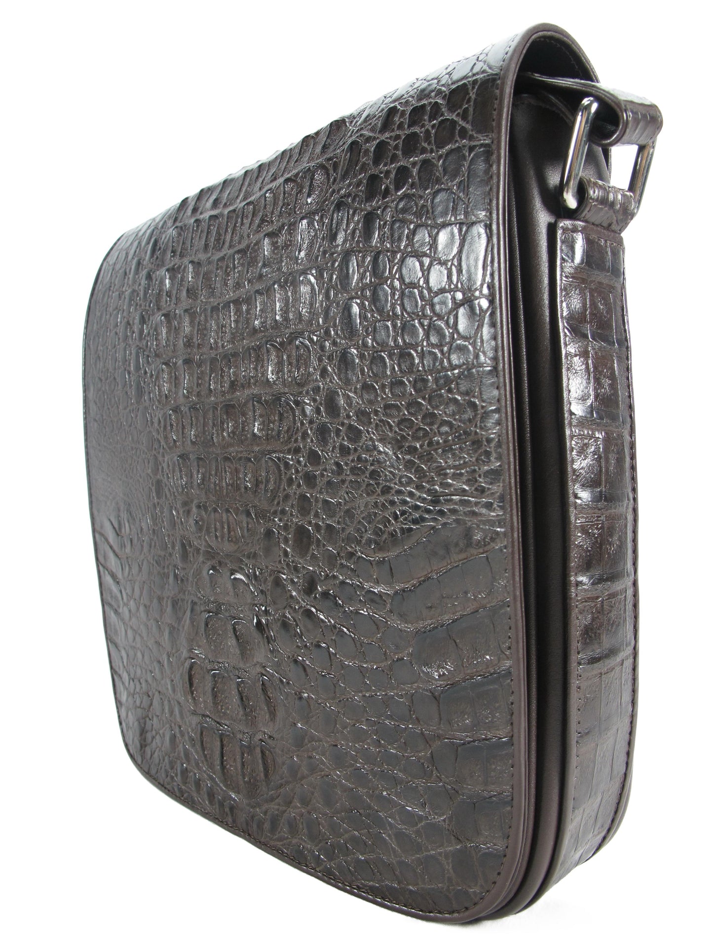 Genuine Crocodile Caiman Skin Leather Men's Crossbody Messenger Bag
