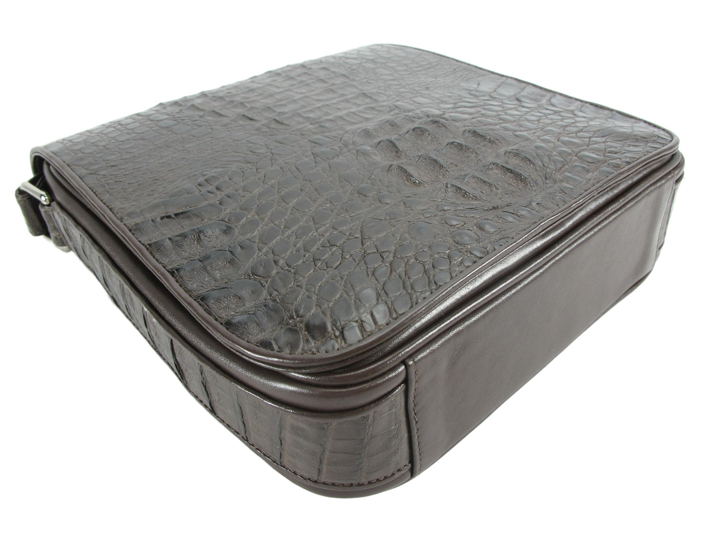 Genuine Crocodile Caiman Skin Leather Men's Crossbody Messenger Bag