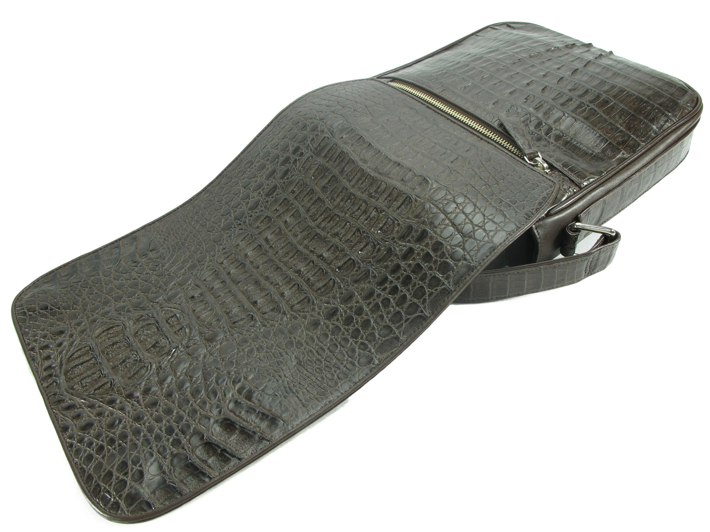 Genuine Crocodile Caiman Skin Leather Men's Crossbody Messenger Bag