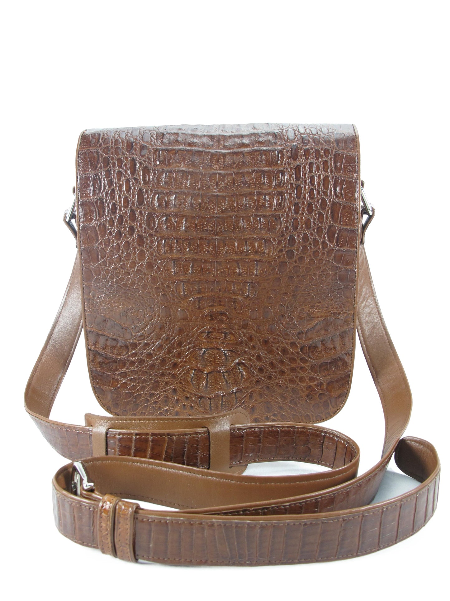 Genuine Crocodile Caiman Skin Leather Men's Crossbody Messenger Bag