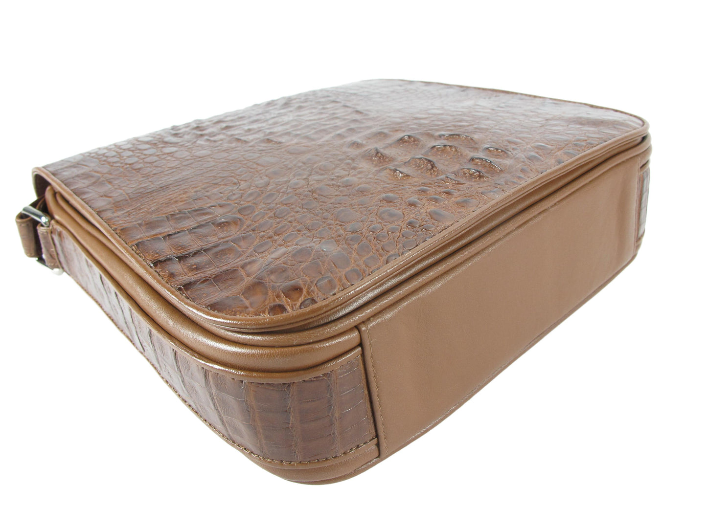 Genuine Crocodile Caiman Skin Leather Men's Crossbody Messenger Bag