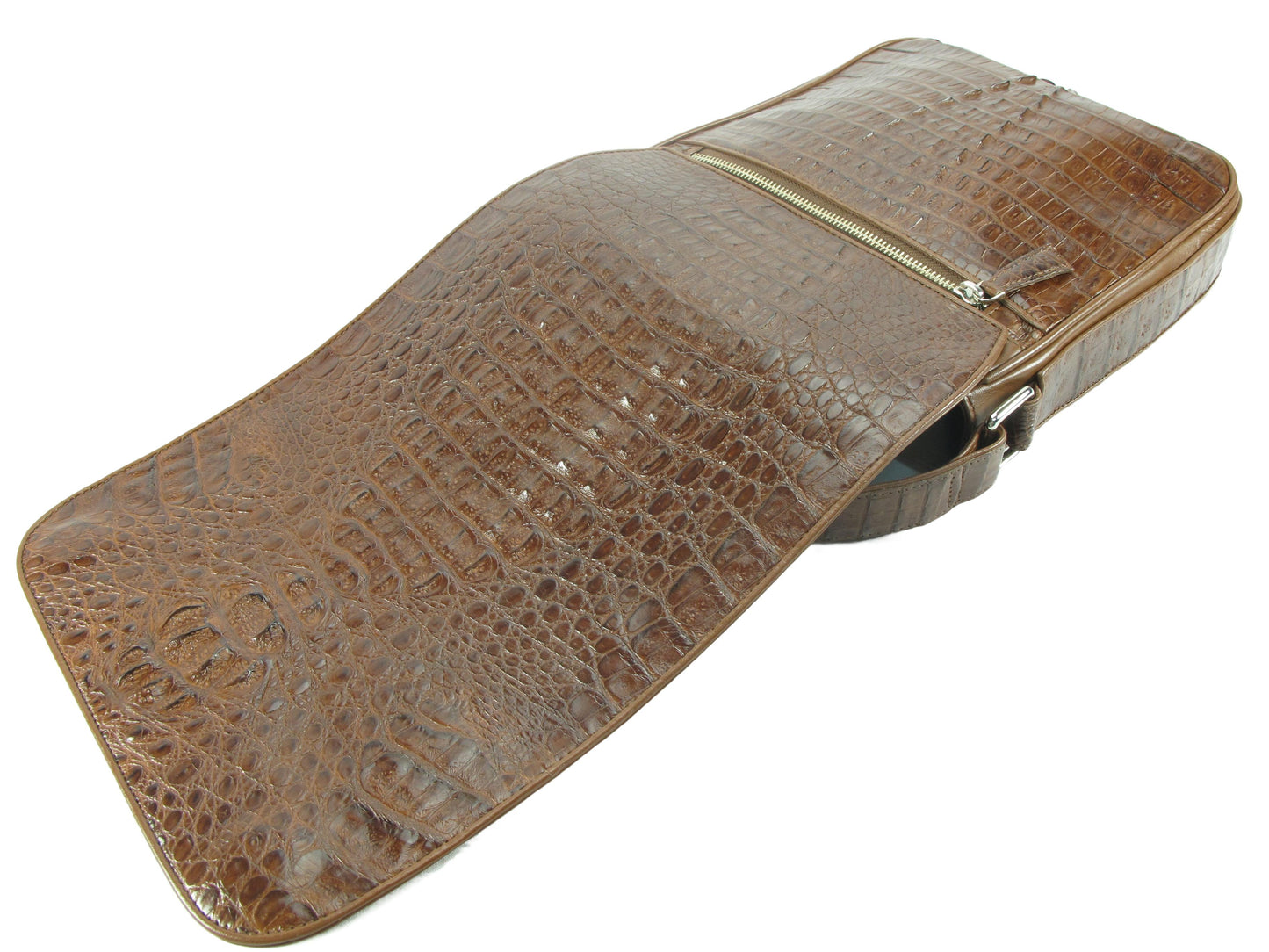 Genuine Crocodile Caiman Skin Leather Men's Crossbody Messenger Bag