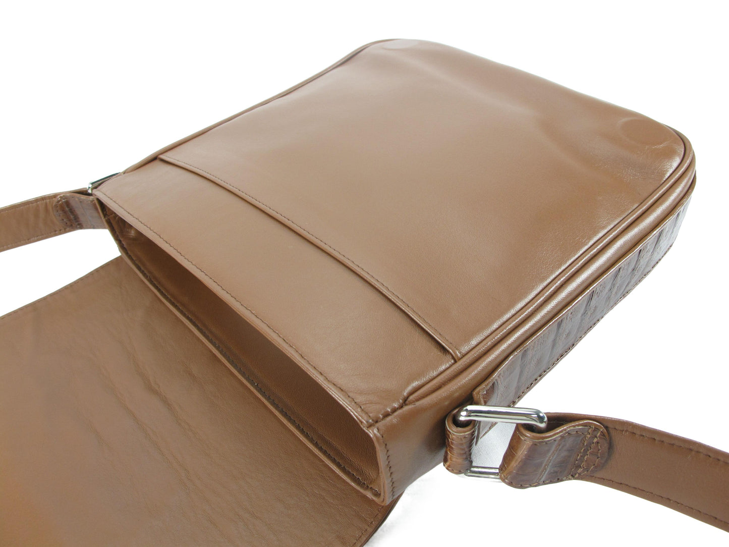 Genuine Crocodile Caiman Skin Leather Men's Crossbody Messenger Bag