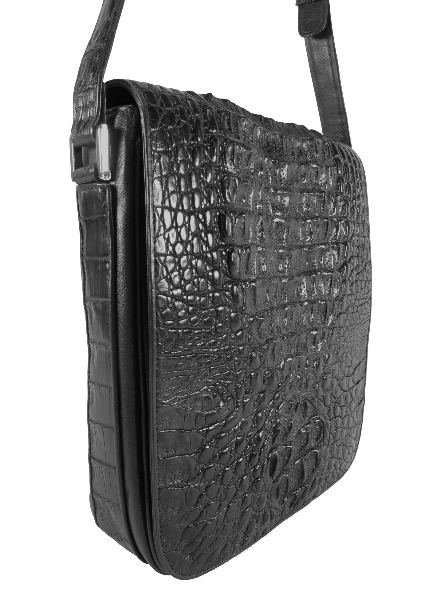 Genuine Crocodile Caiman Skin Leather Men's Crossbody Messenger Bag