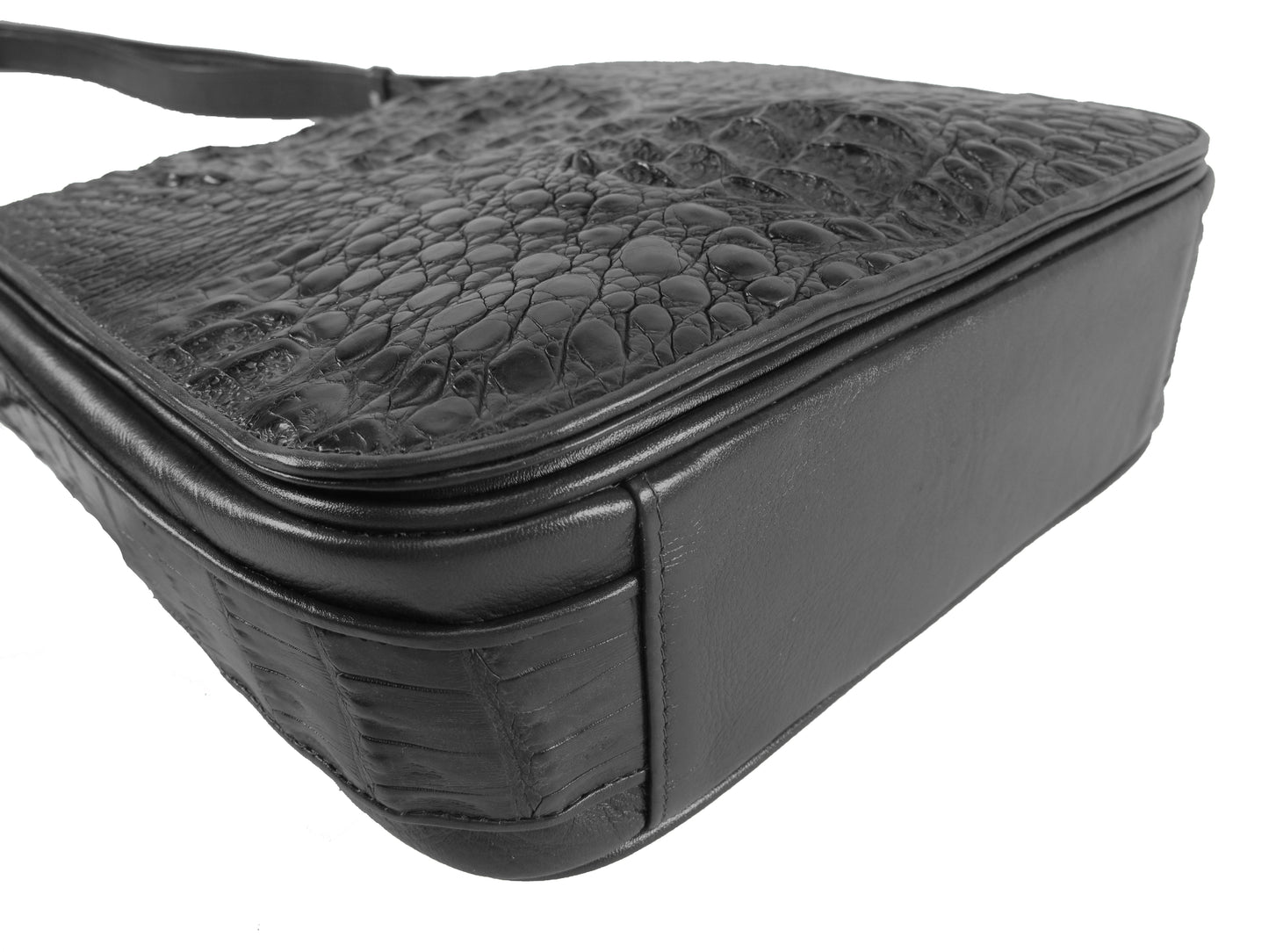 Genuine Crocodile Caiman Skin Leather Men's Crossbody Messenger Bag