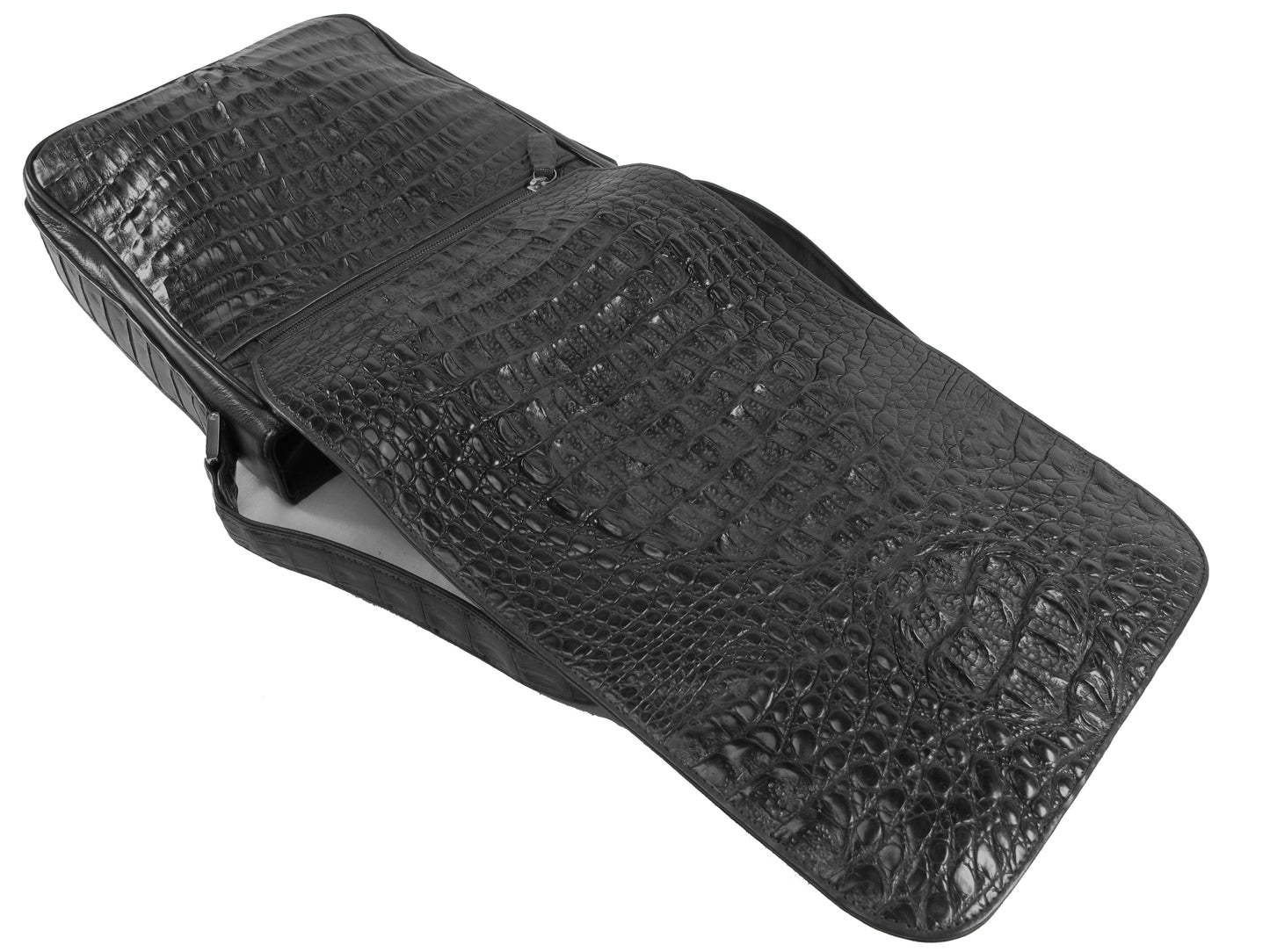 Genuine Crocodile Caiman Skin Leather Men's Crossbody Messenger Bag