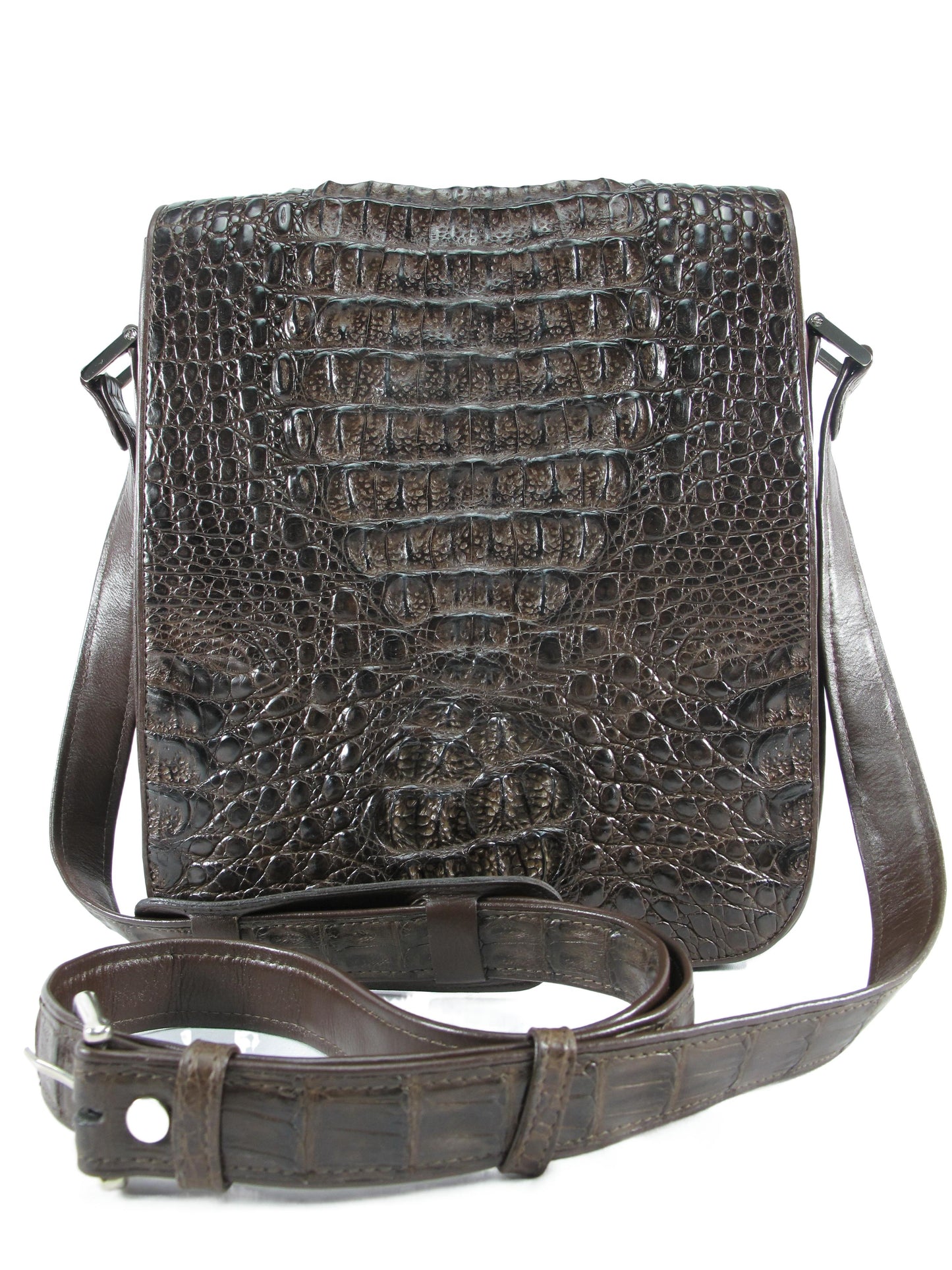 Genuine Crocodile Caiman Skin Leather Men's Crossbody Messenger Bag