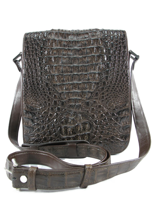 Genuine Crocodile Caiman Skin Leather Men's Crossbody Messenger Bag