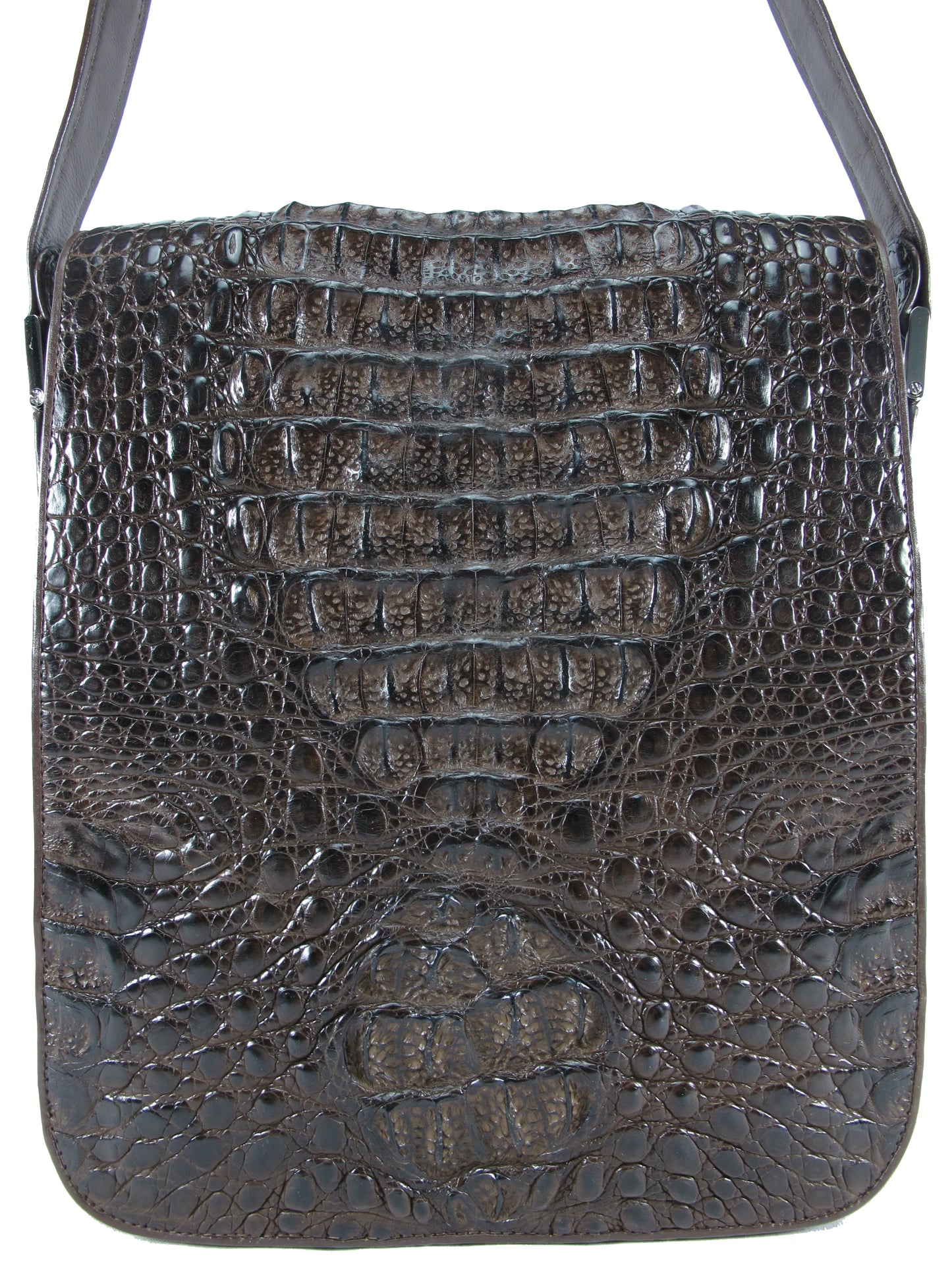 Genuine Crocodile Caiman Skin Leather Men's Crossbody Messenger Bag