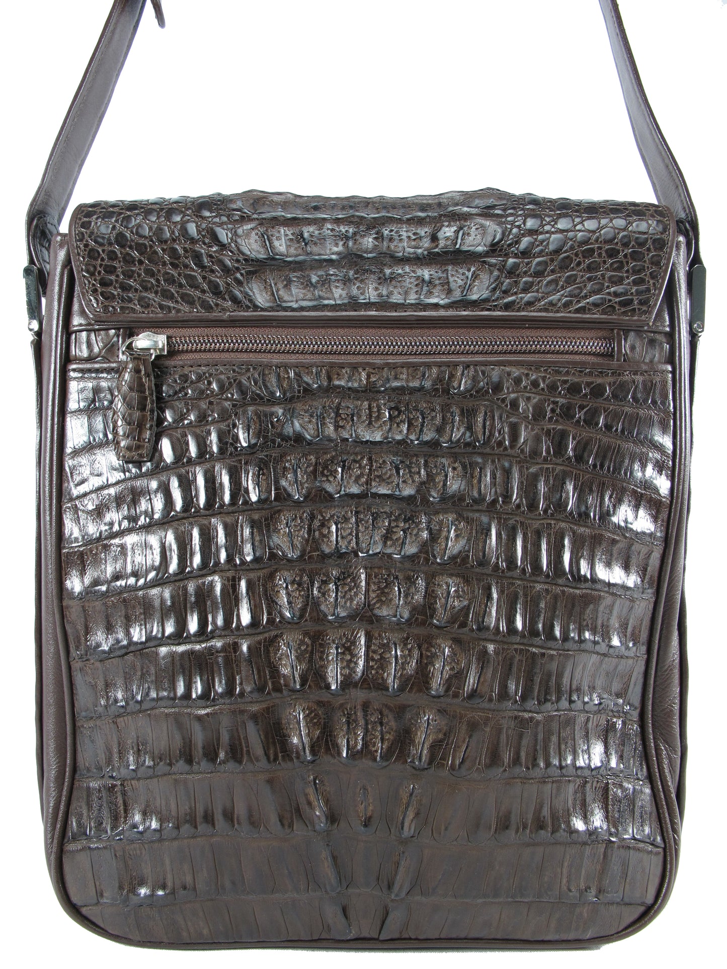 Genuine Crocodile Caiman Skin Leather Men's Crossbody Messenger Bag