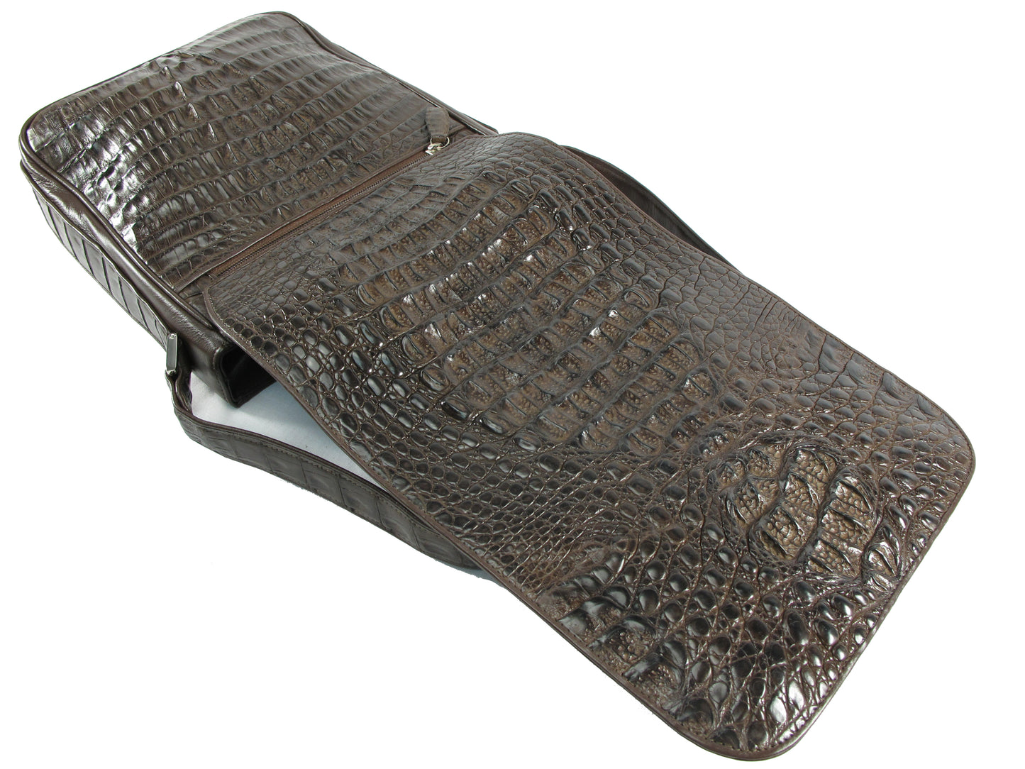 Genuine Crocodile Caiman Skin Leather Men's Crossbody Messenger Bag