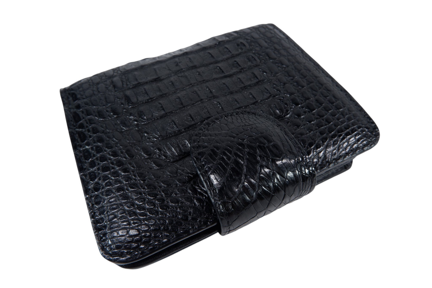 Genuine Caiman Skin Leather Medium Clutch Wallet Zip Coins Purse