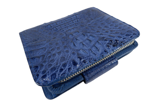 Genuine Caiman Skin Leather Medium Clutch Wallet Zip Coins Purse