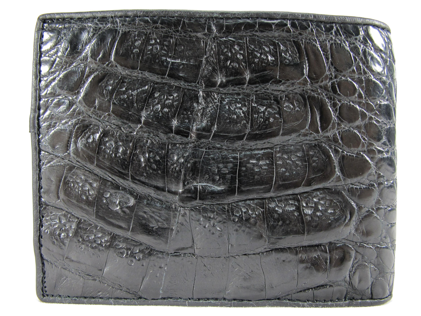 Genuine Caiman Crocodile Head Bump Skin Leather Bifold Wallet