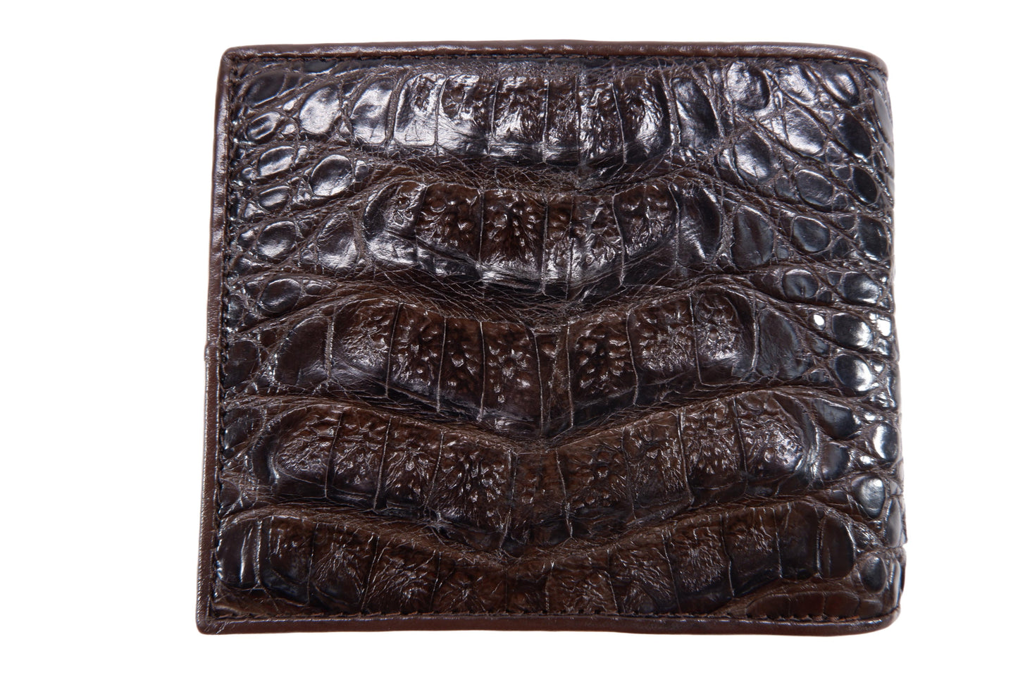 Genuine Caiman Crocodile Head Bump Skin Leather Bifold Wallet