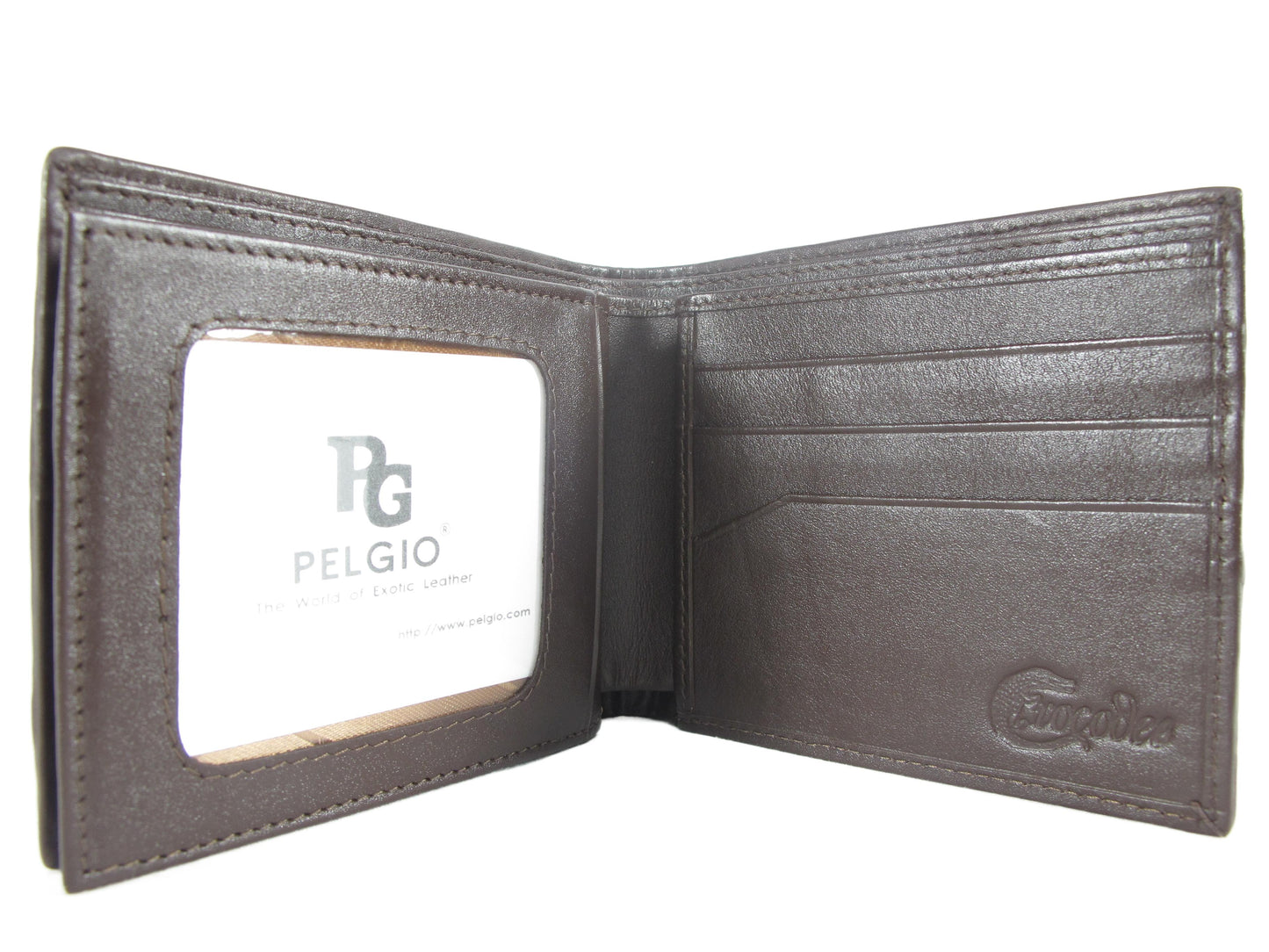 Genuine Caiman Crocodile Head Bump Skin Leather Bifold Wallet