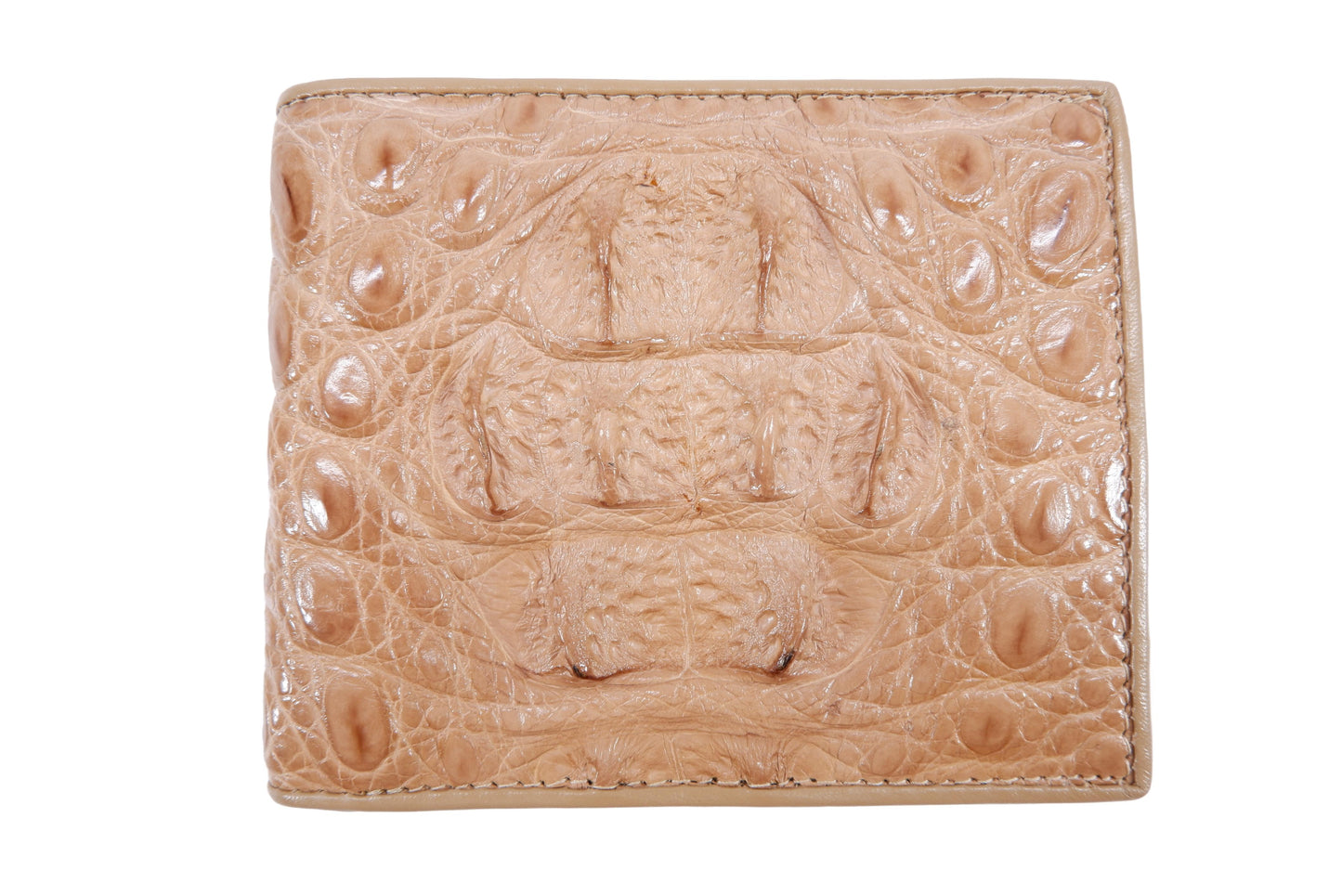 Genuine Caiman Crocodile Head Bump Skin Leather Bifold Wallet