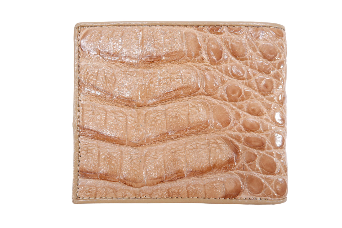 Genuine Caiman Crocodile Head Bump Skin Leather Bifold Wallet