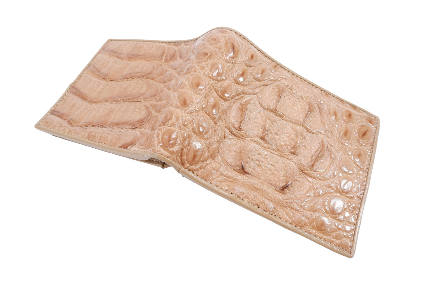 Genuine Caiman Crocodile Head Bump Skin Leather Bifold Wallet