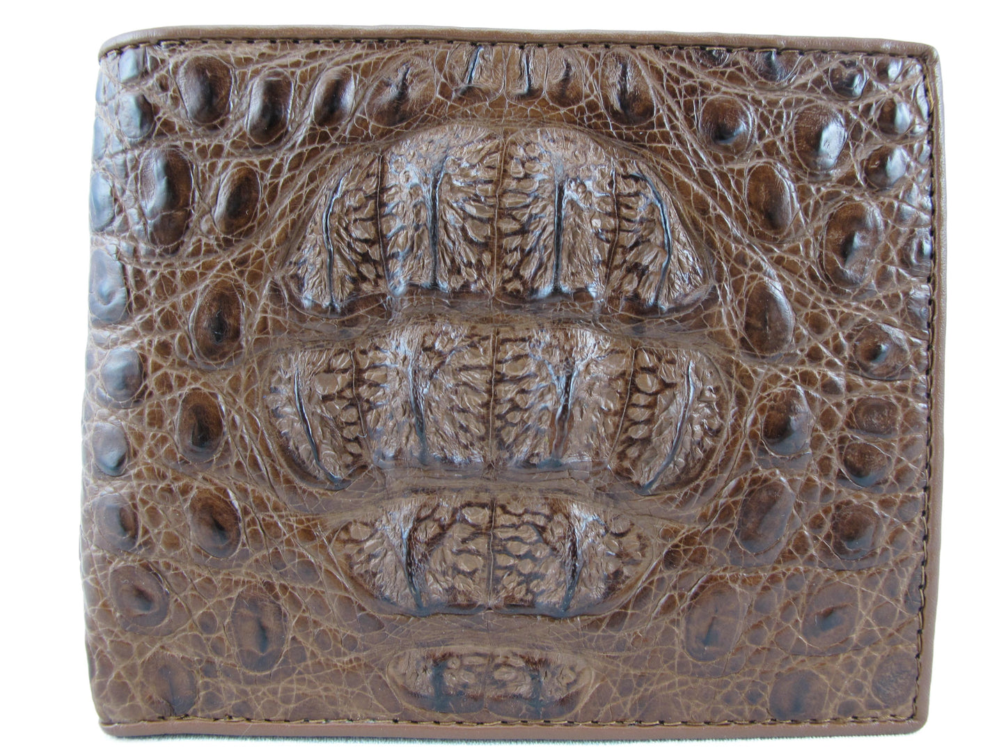 Genuine Caiman Crocodile Head Bump Skin Leather Bifold Wallet