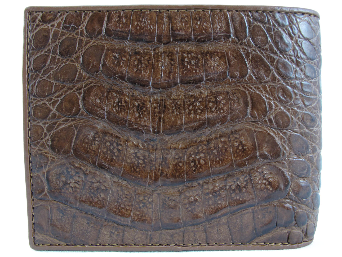Genuine Caiman Crocodile Head Bump Skin Leather Bifold Wallet