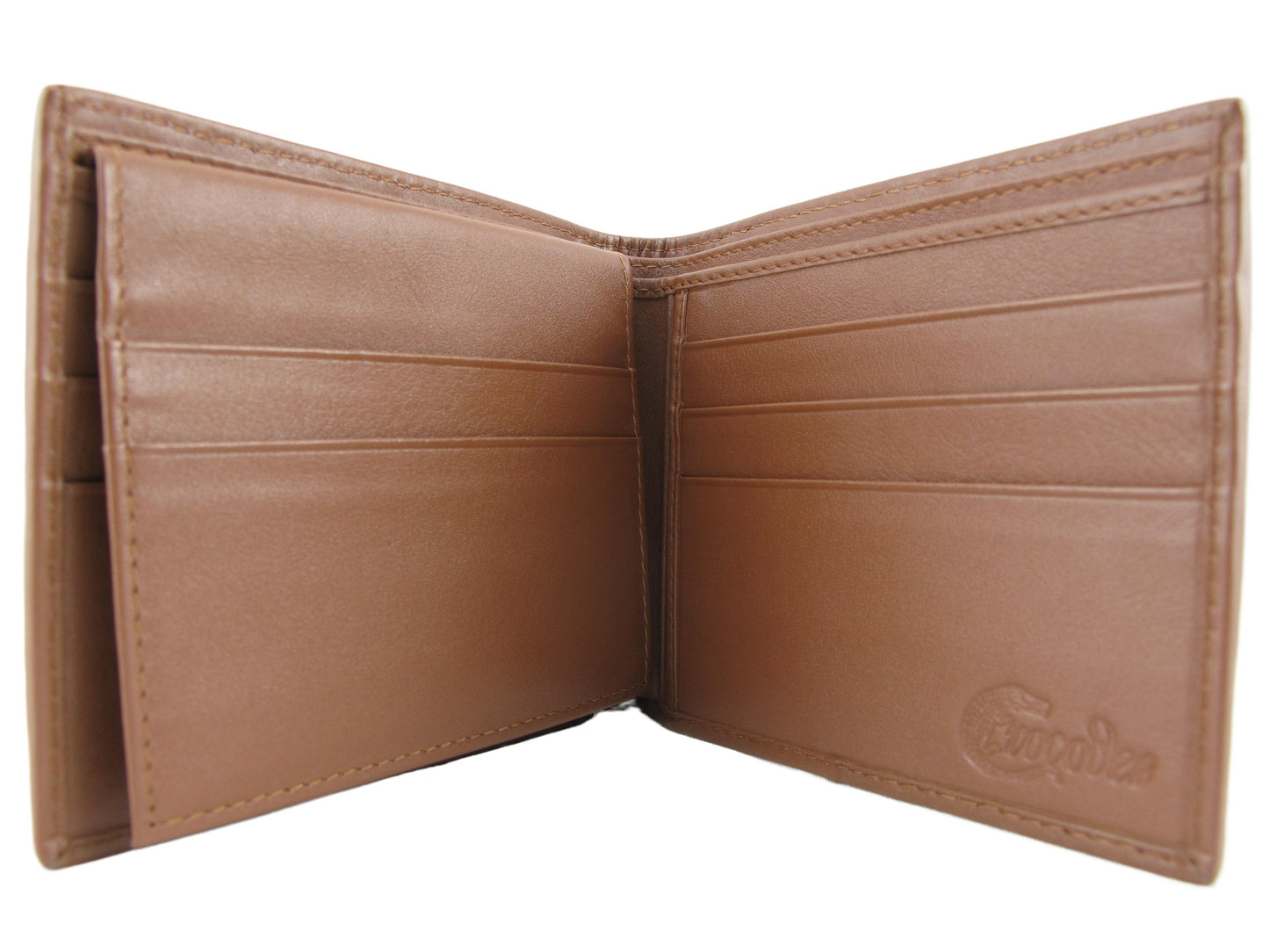 Genuine Caiman Crocodile Head Bump Skin Leather Bifold Wallet