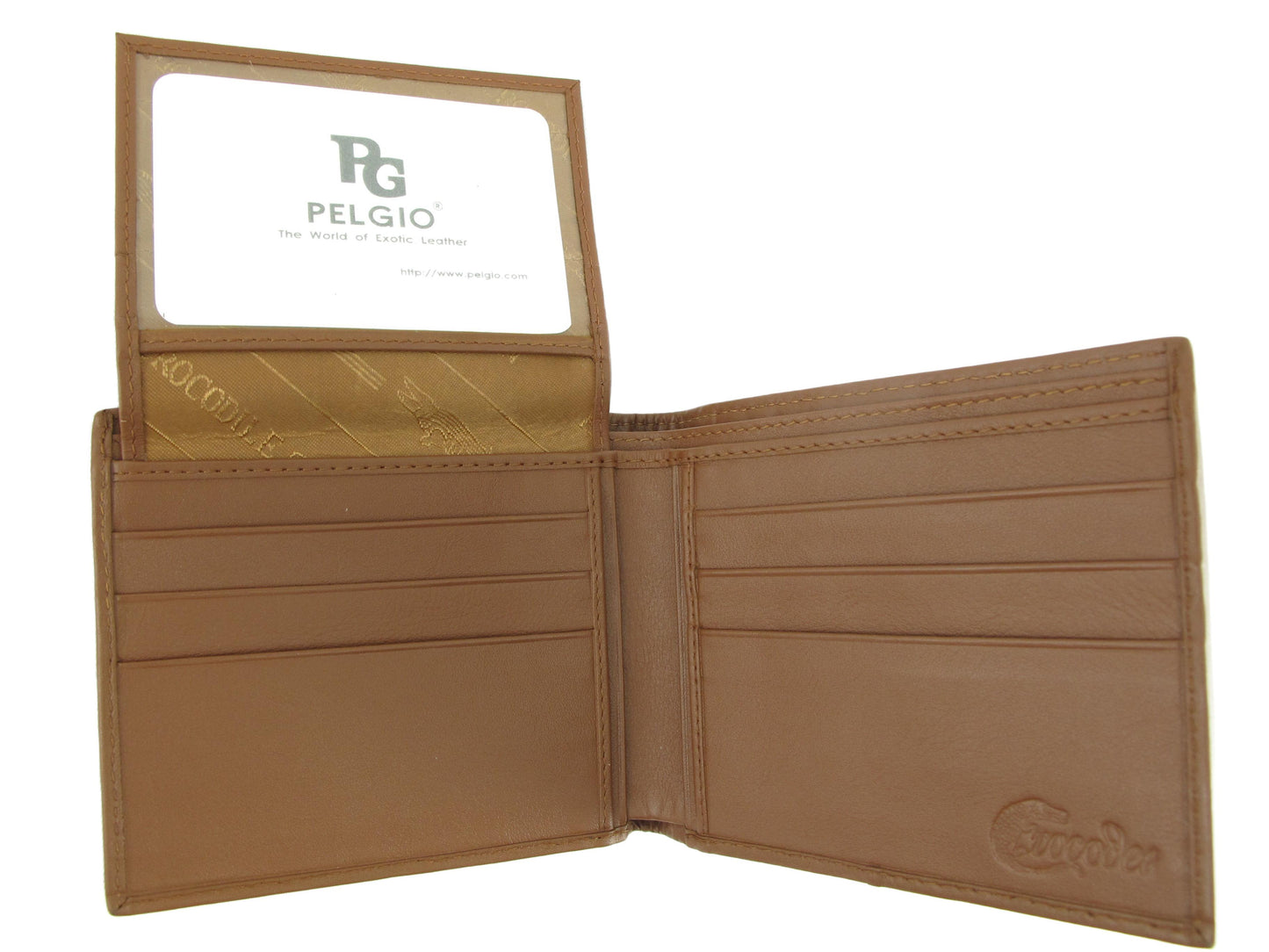 Genuine Caiman Crocodile Head Bump Skin Leather Bifold Wallet