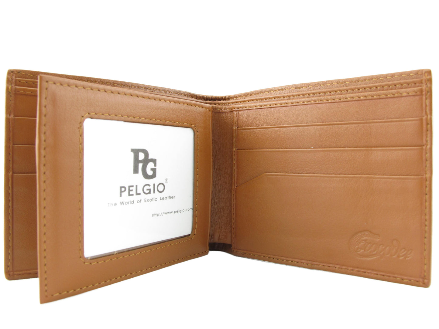 Genuine Caiman Crocodile Head Bump Skin Leather Bifold Wallet