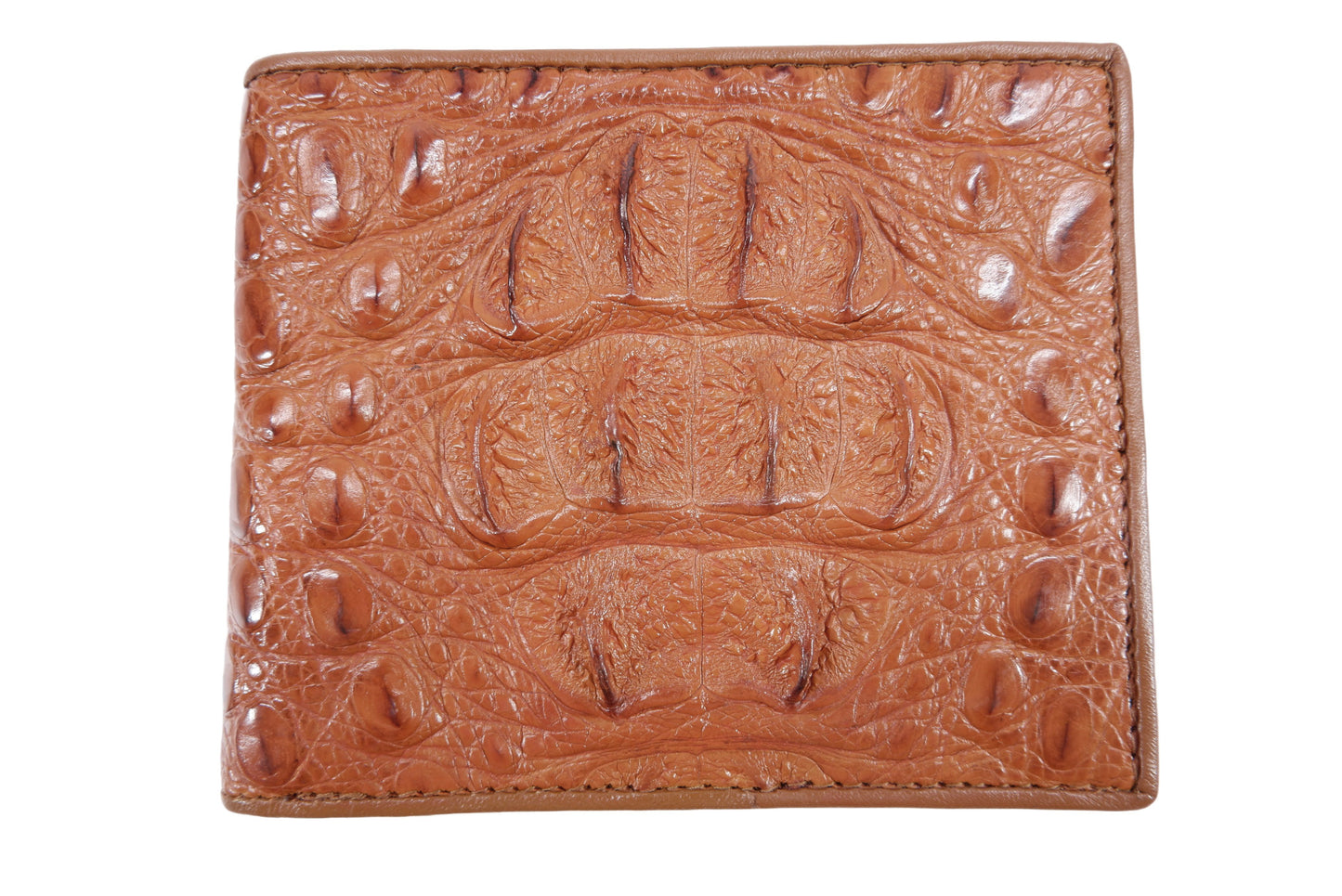Genuine Caiman Crocodile Head Bump Skin Leather Bifold Wallet