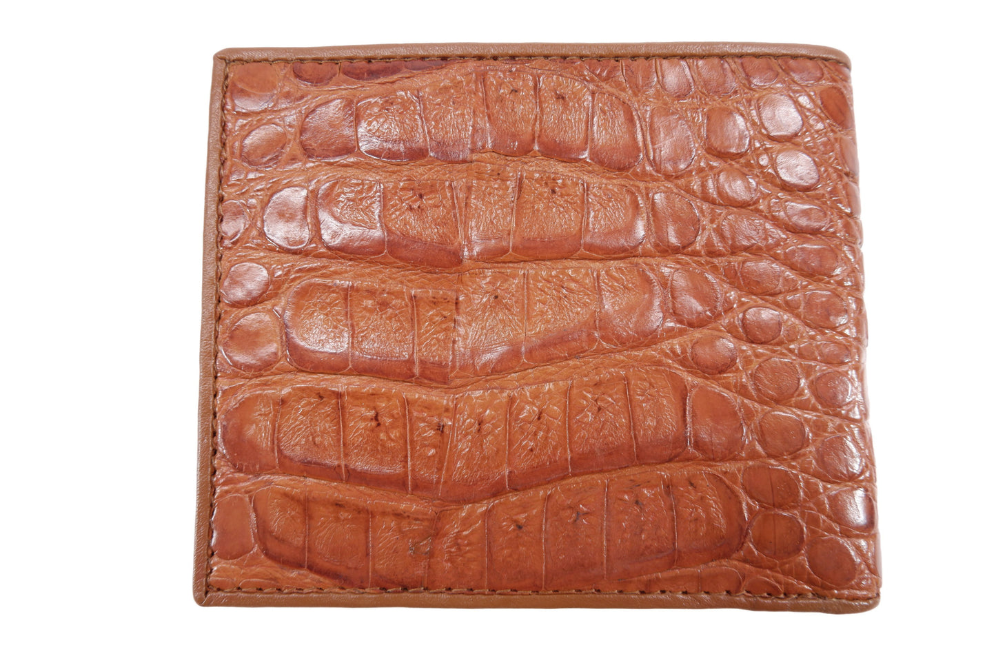 Genuine Caiman Crocodile Head Bump Skin Leather Bifold Wallet