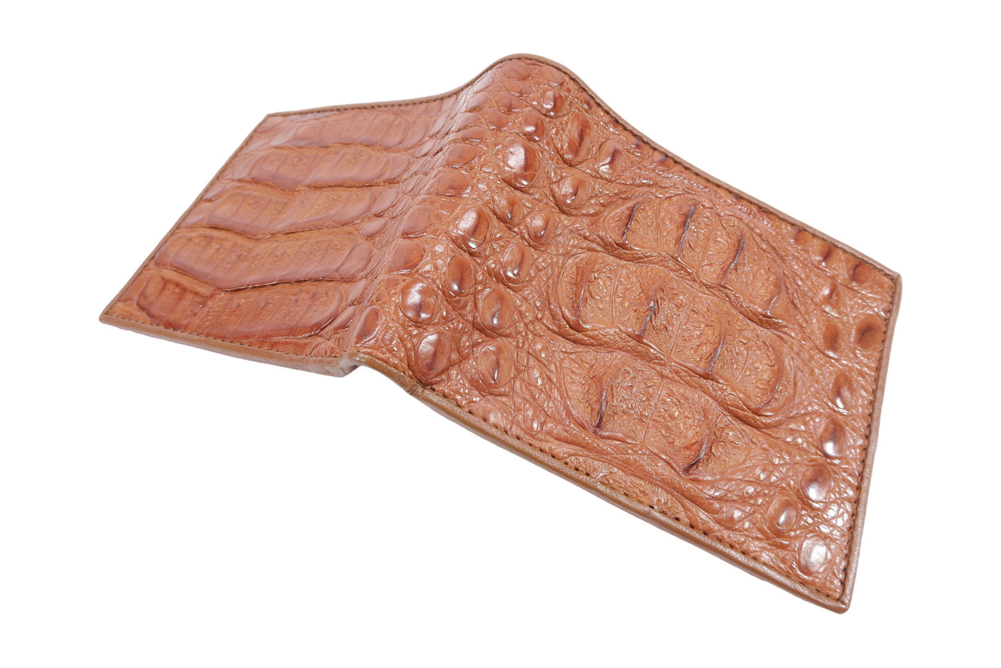 Genuine Caiman Crocodile Head Bump Skin Leather Bifold Wallet