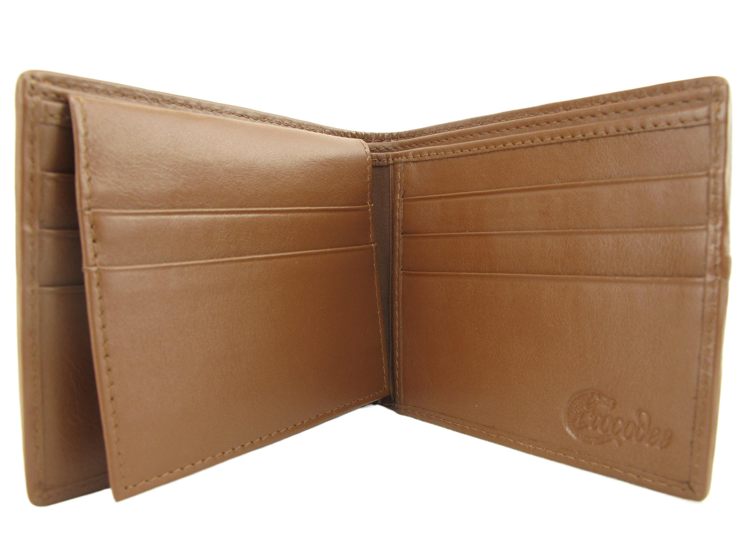 Genuine Caiman Crocodile Head Bump Skin Leather Bifold Wallet