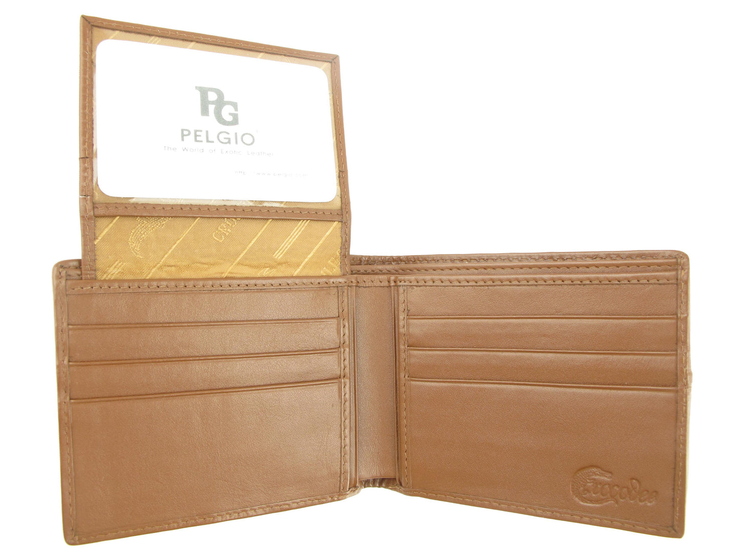 Genuine Caiman Crocodile Head Bump Skin Leather Bifold Wallet