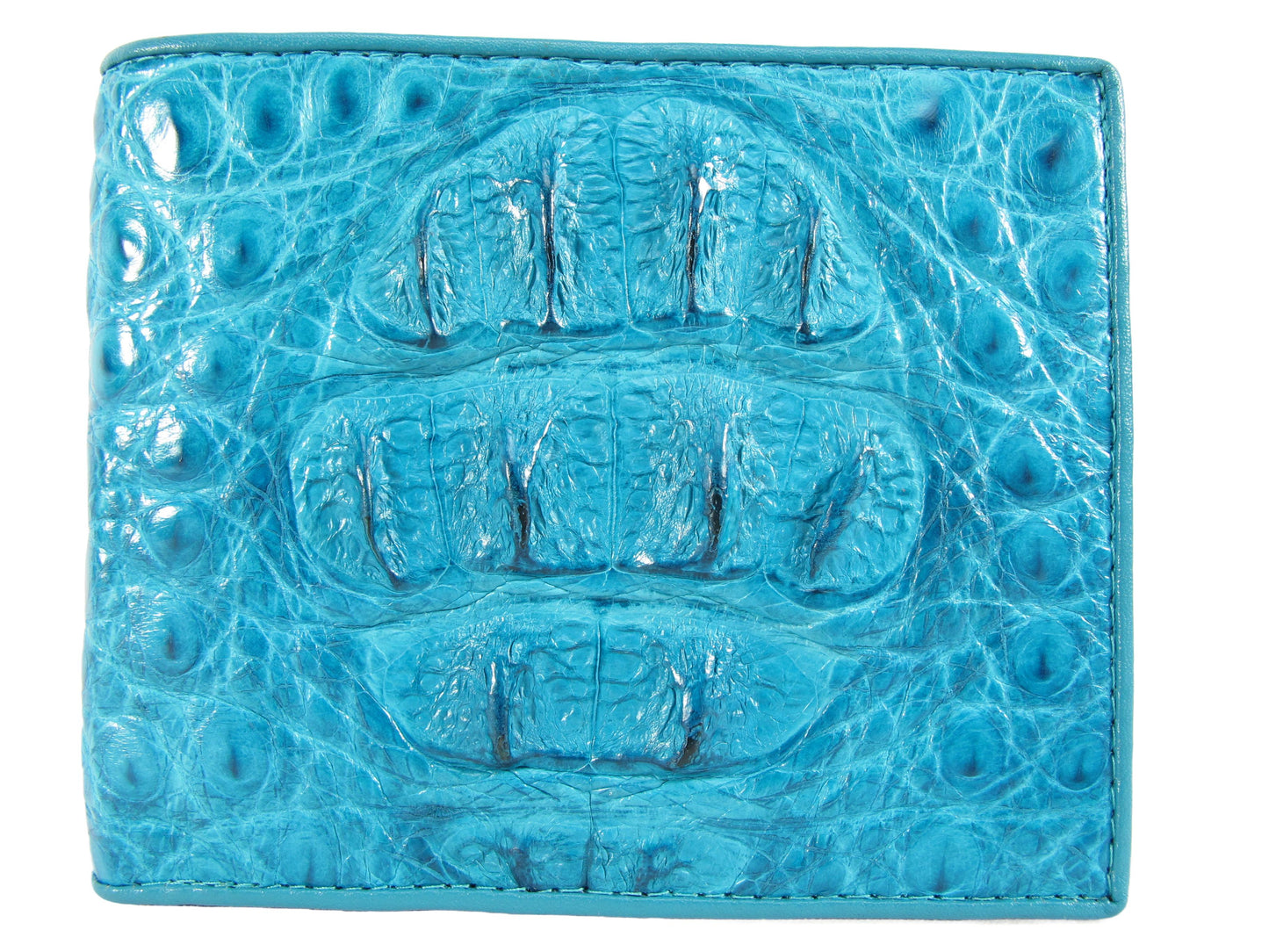 Genuine Caiman Crocodile Head Bump Skin Leather Bifold Wallet