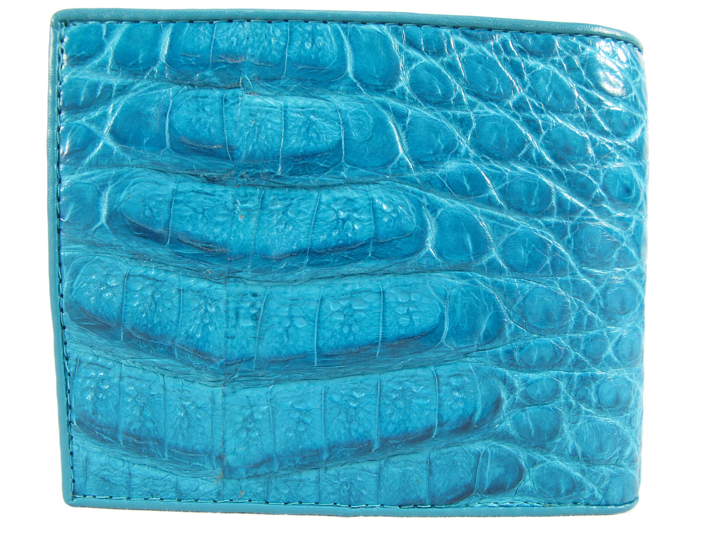 Genuine Caiman Crocodile Head Bump Skin Leather Bifold Wallet