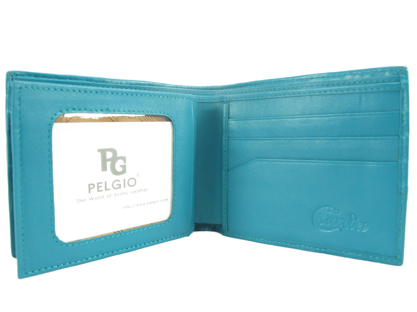 Genuine Caiman Crocodile Head Bump Skin Leather Bifold Wallet