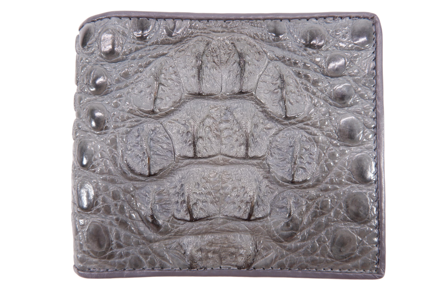 Genuine Caiman Crocodile Head Bump Skin Leather Bifold Wallet