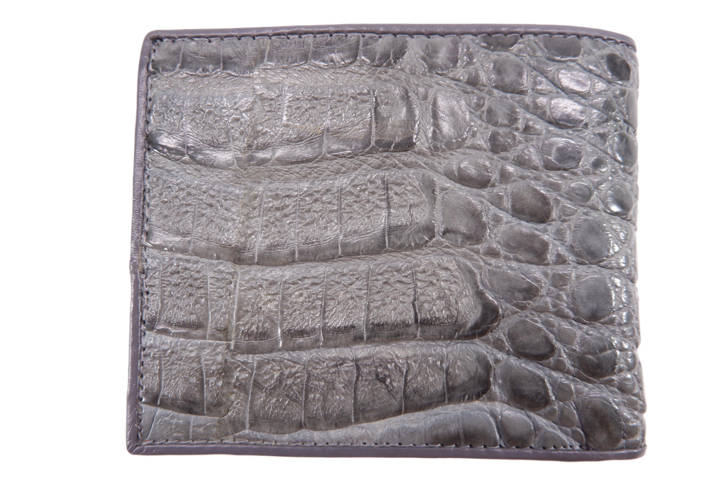 Genuine Caiman Crocodile Head Bump Skin Leather Bifold Wallet