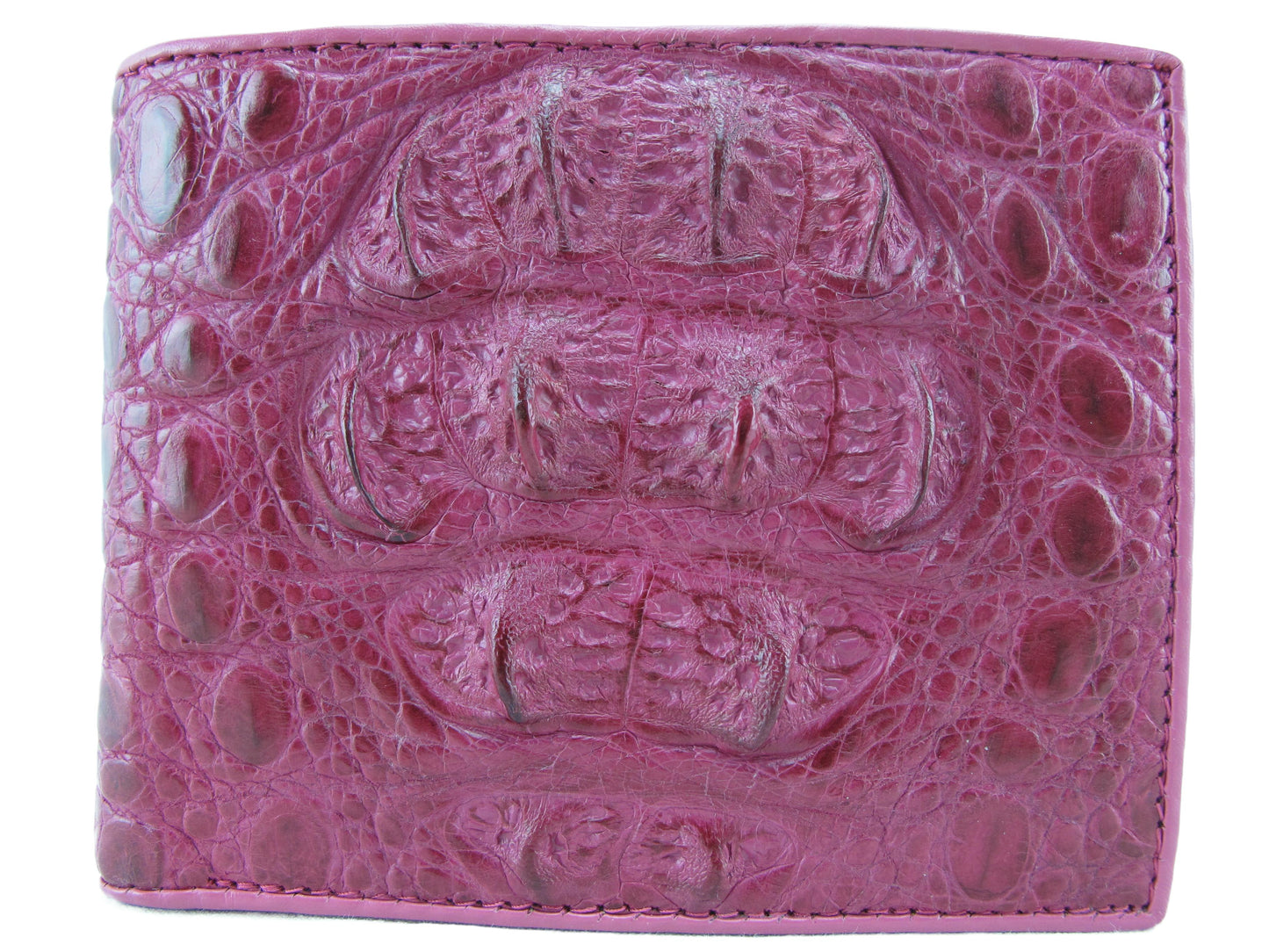 Genuine Caiman Crocodile Head Bump Skin Leather Bifold Wallet