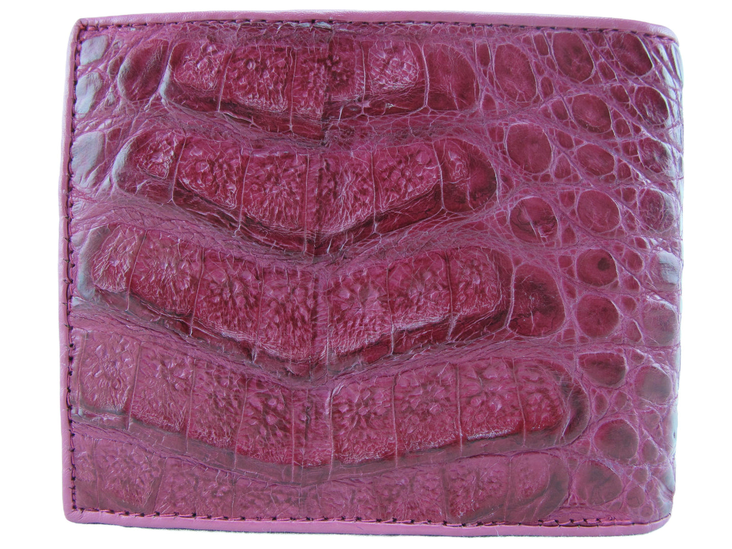 Genuine Caiman Crocodile Head Bump Skin Leather Bifold Wallet