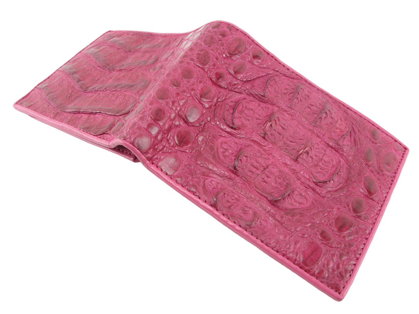 Genuine Caiman Crocodile Head Bump Skin Leather Bifold Wallet