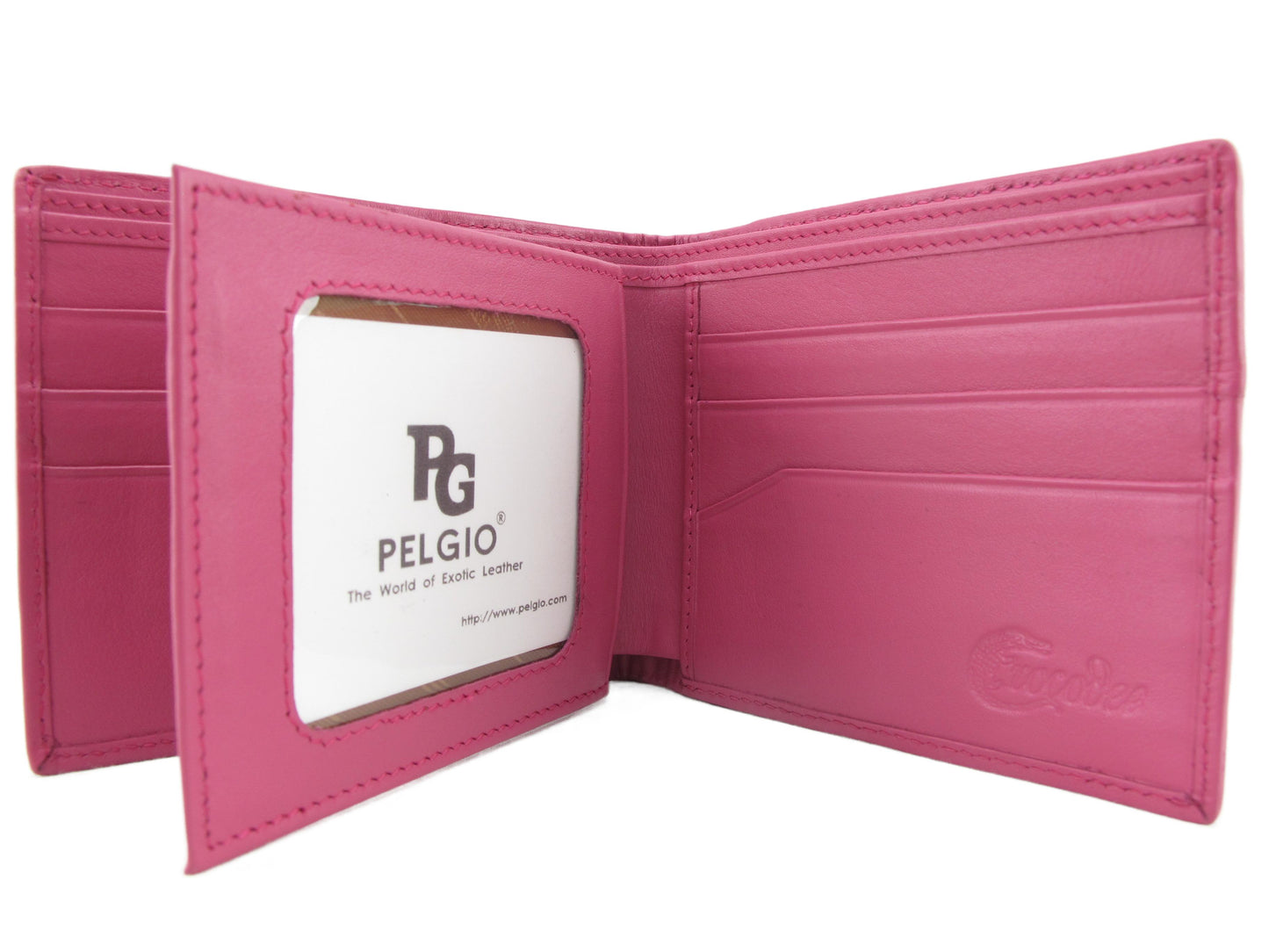 Genuine Caiman Crocodile Head Bump Skin Leather Bifold Wallet